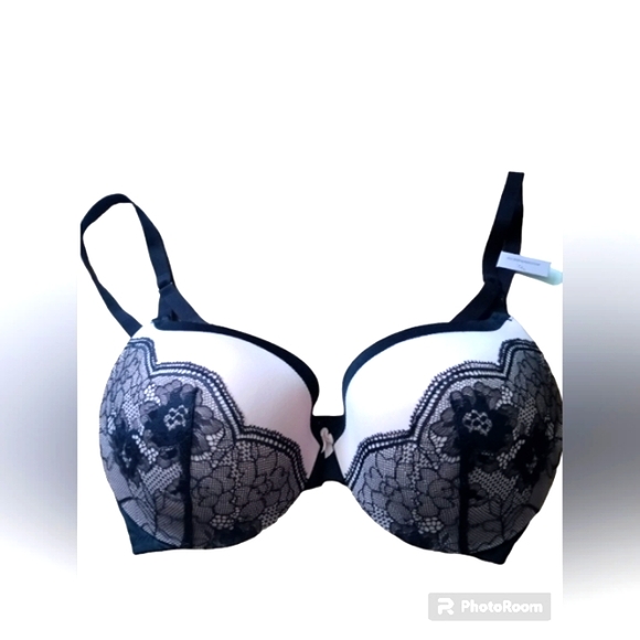 Maidenform Padded Push Up Bra Black Lace Trim & Light Pink NWT - Picture 1 of 2